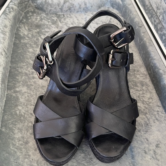 All Saints black wedge platform sandals - Picture 8 of 13
